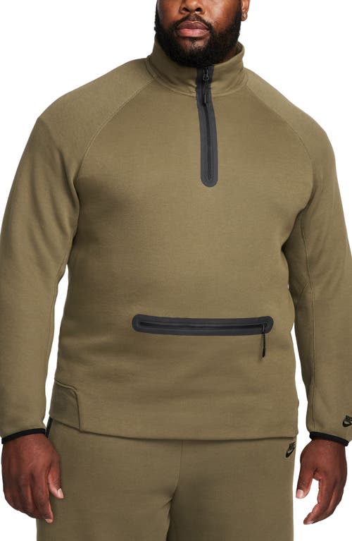 Nike Tech Fleece Half Zip Pullover In Medium Olive/black