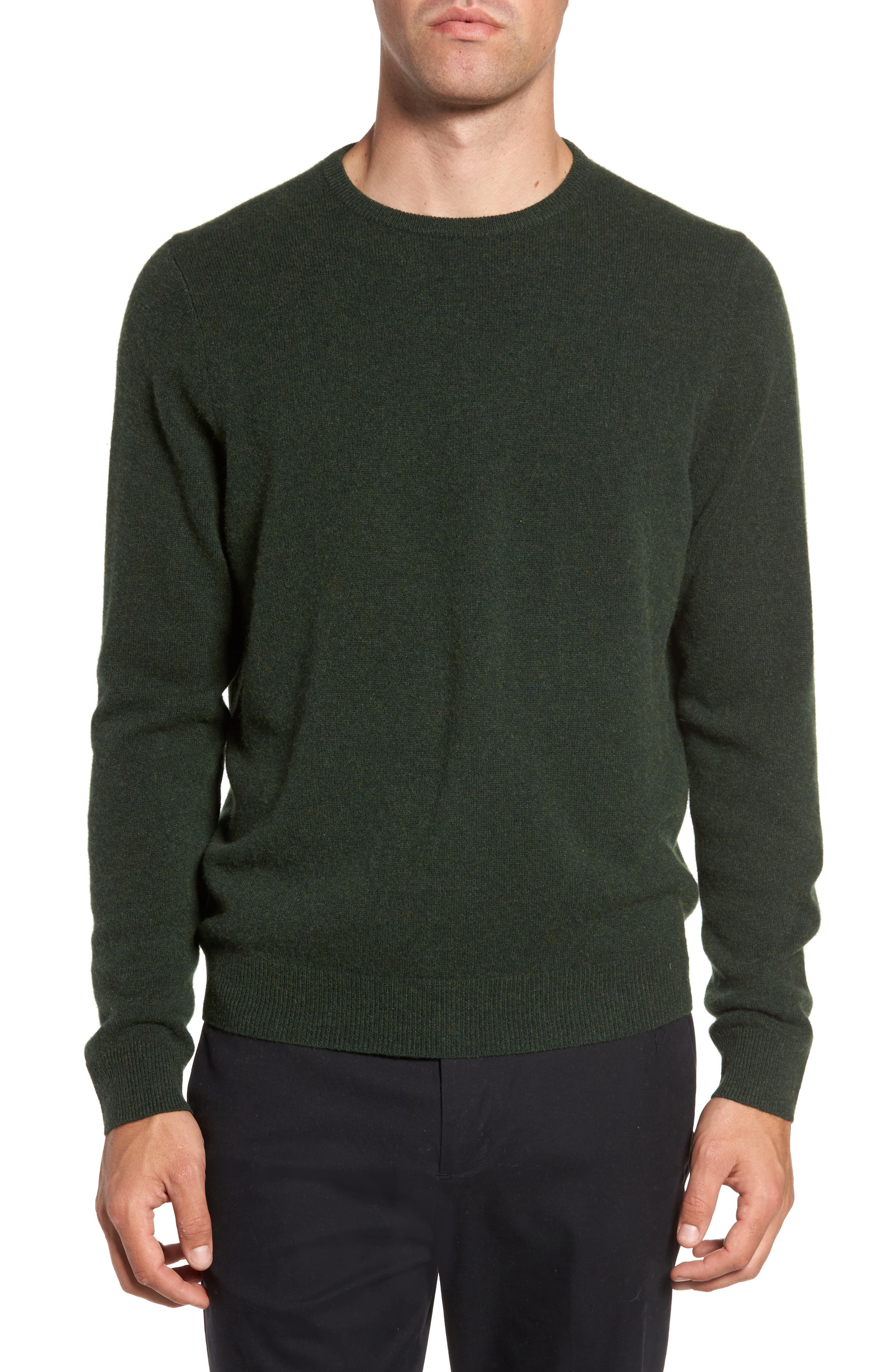 Nordstrom Men's Shop Crew Neck Cashmere Sweater In Green Forest