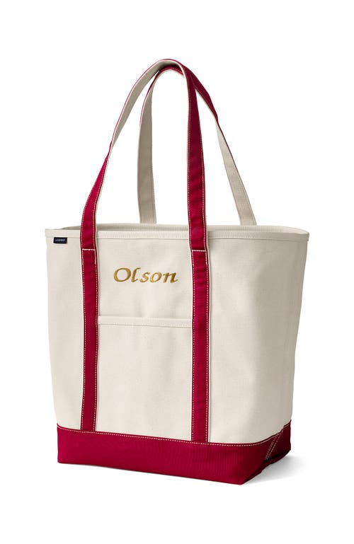 Lands' End Open Top Long Handle Canvas Tote Bag In Natural/silver Graphite