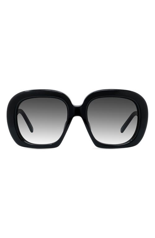 Loewe Curvy 53mm Square Sunglasses in Shiny Black /Gradient Smoke at Nordstrom