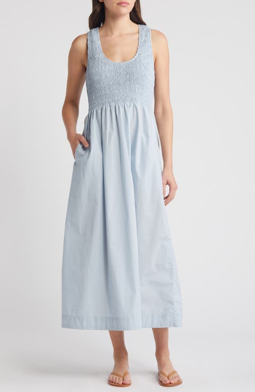 Matera Smocked Midi Dress in Sky Blue
