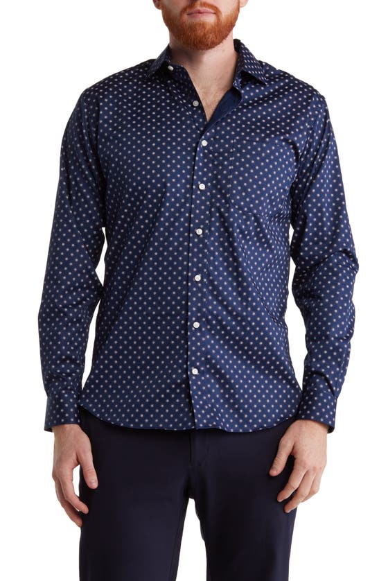 Alton Lane Dylan Lifestyle Stretch Cotton Button-up Shirt In Navy Circles