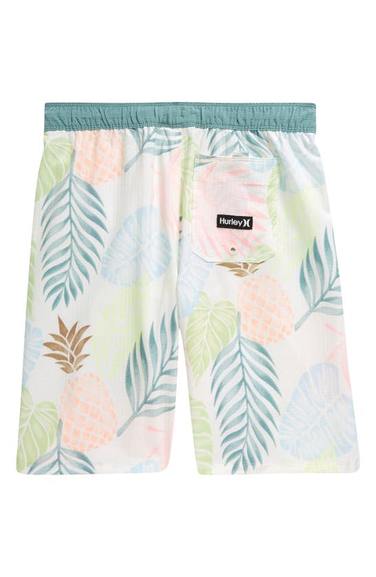 Shop Hurley Kids' Washed Pineapple Swim Trunks In Pale Ivory
