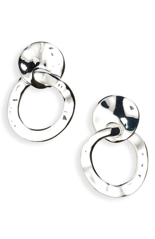 Organic Circle Earrings in Polished Silver