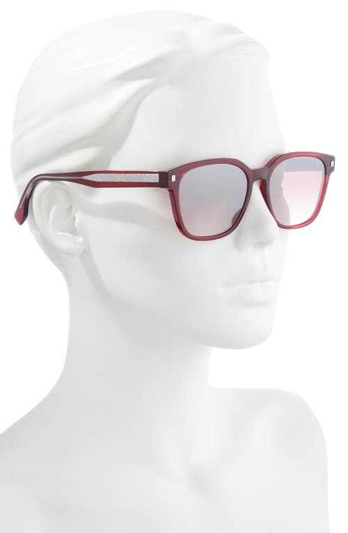 Shop Fendi ' 55mm Square Sunglasses In Shiny Red/bordeaux Mirror