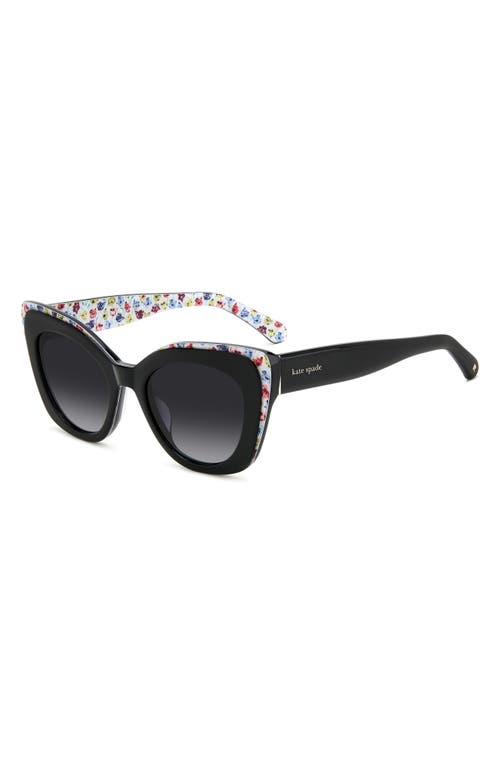 Shop Kate Spade New York Marigolds 51mm Gradient Cat Eye Sunglasses In Black/grey Shaded