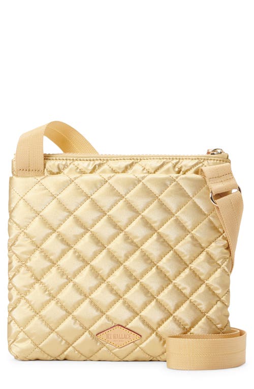 MZ Wallace Metro Flat Quilted Nylon Crossbody Bag in Light Gold Pearl Metallic at Nordstrom
