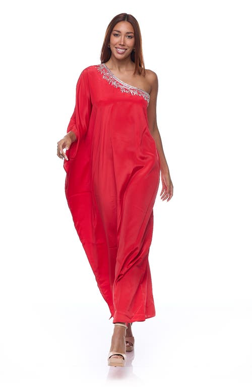 Ranee's Ranees Embellished One-shoulder Dress In Red