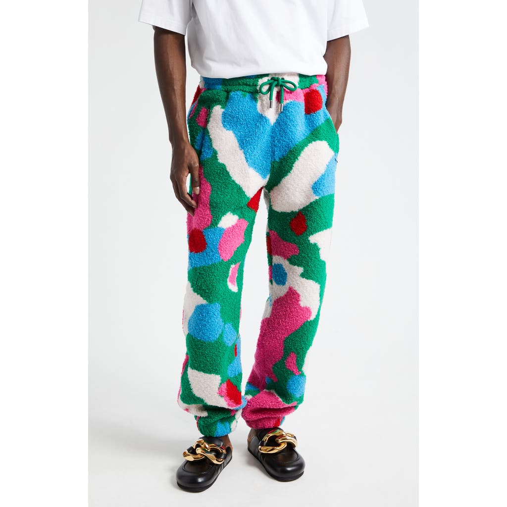 Jw Anderson Multicolor Graphic Fleece Sweatpants In Pink/multi