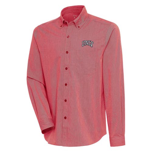 Men's Antigua Scarlet/White UNLV Rebels Compression Long Sleeve Button-Down Shirt in Red