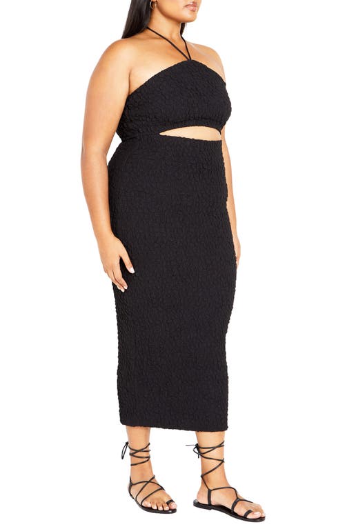 Shop City Chic Textured Midi Halter Dress In Black