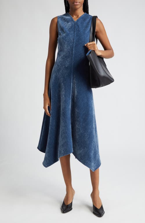 Proenza Schouler Layla Velvet Asymmetric Hem Dress Steel Blue at Nordstrom,