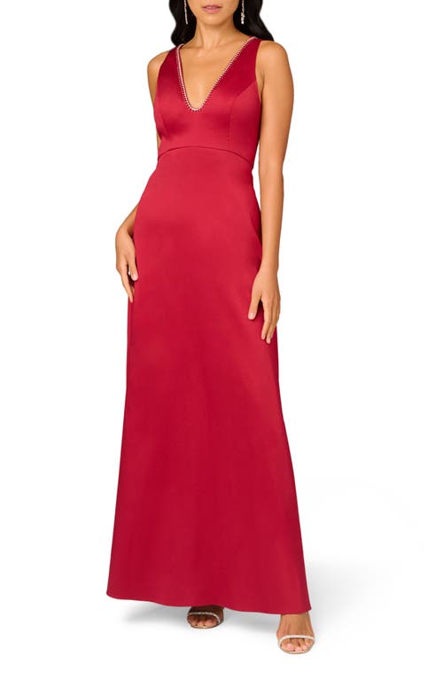 Shop Aidan Mattox By Adrianna Papell Stretch Mikado A-line Gown In Matador Red