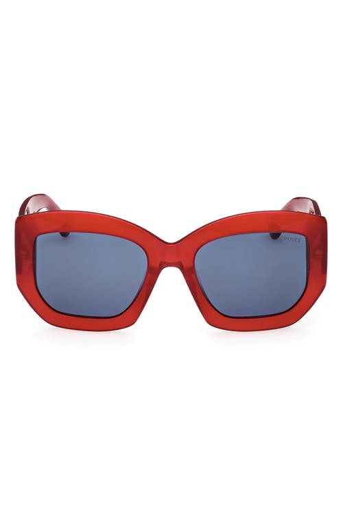 Emilio Pucci 54mm Geometric Sunglasses in Milky Red/Pale Gold /Blue 