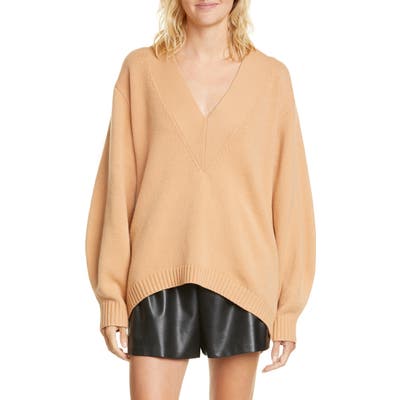 Tibi Oversize Merino Wool Blend High/low Sweater, Brown