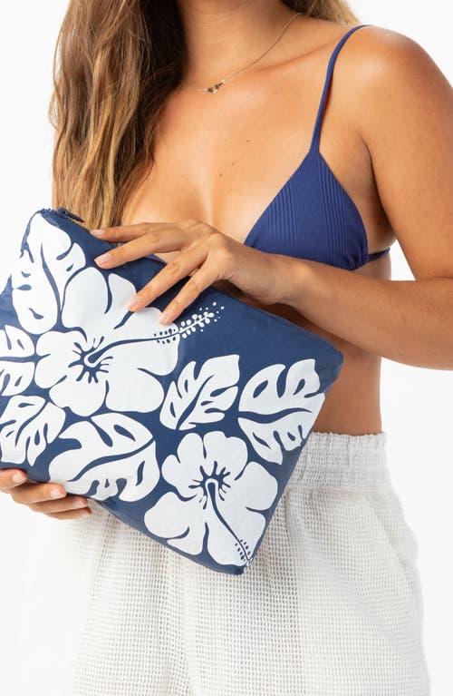 Shop Aloha Collection Medium Water Resistant Tyvek® Zip Pouch In White/navy