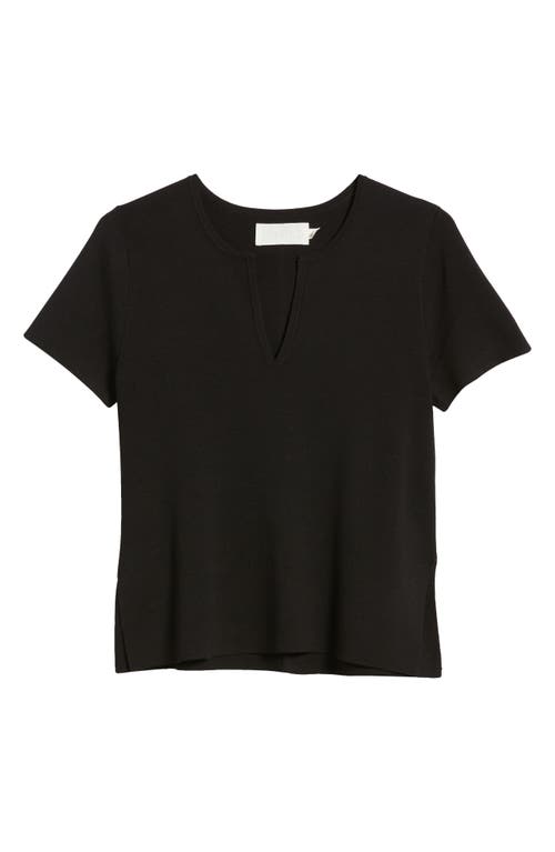 Shop Wyeth Aster Short Sleeve Split Neck Sweater In Black