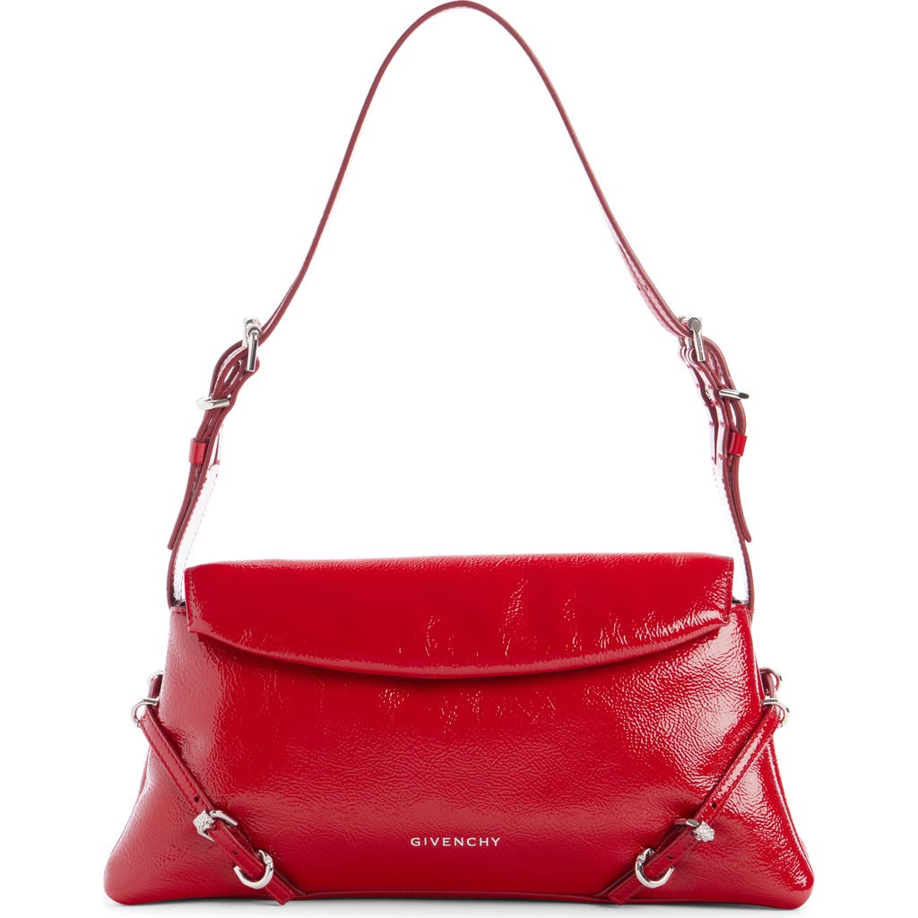 Givenchy Voyou Small Shoulder Bag In Leather In Vermillon