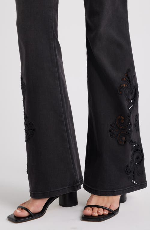 Shop Wit & Wisdom 'ab'solution Embroidered High Waist Flare Jeans In Washed Black