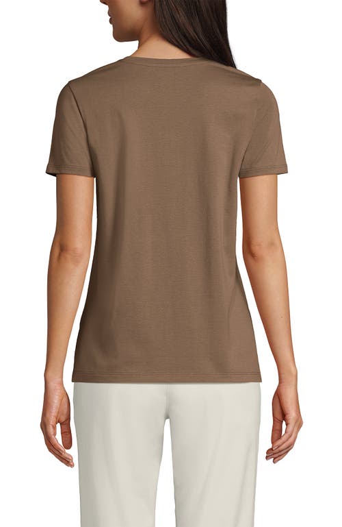 Shop Lands' End Relaxed Supima Cotton V-neck T-shirt In Honey Beige