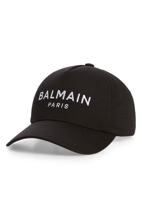 Balmain Embroidered Adjustable Baseball Cap In Eab Black/white