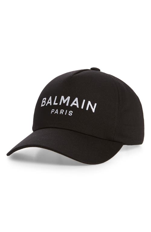 Balmain Embroidered Adjustable Baseball Cap in Eab Black/White at Nordstrom