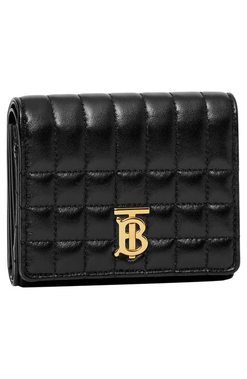 Shop Burberry Lola Quilted Leather Trifold Wallet In Black/light Gold