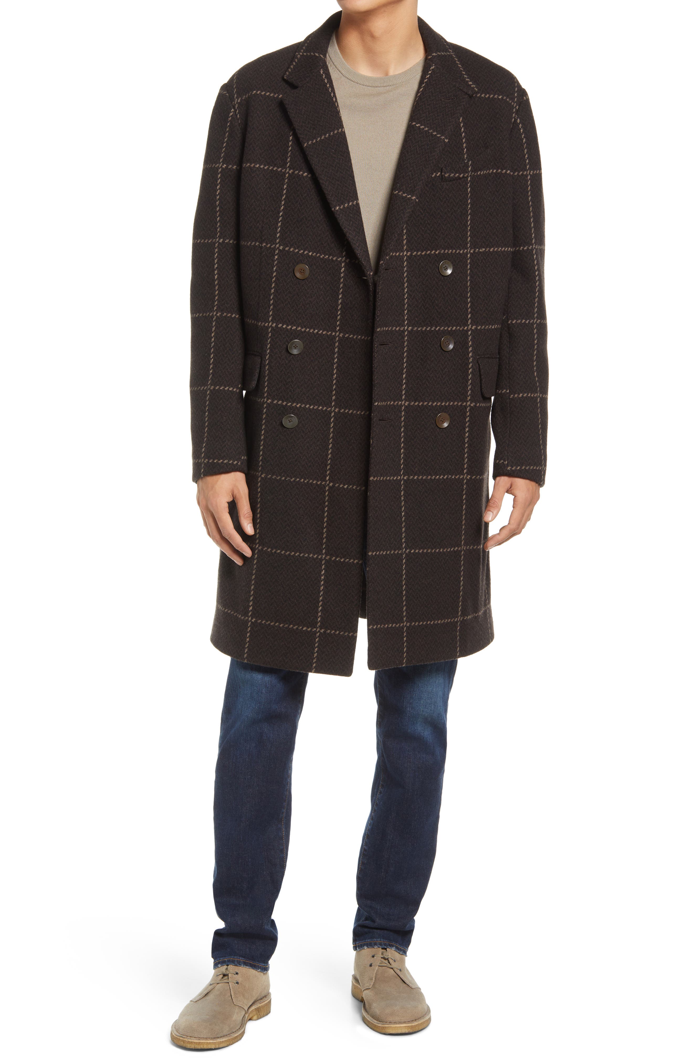 rag & bone Hatchet Wool Blend Coat in Brown Plaid at Nordstrom, Size Large