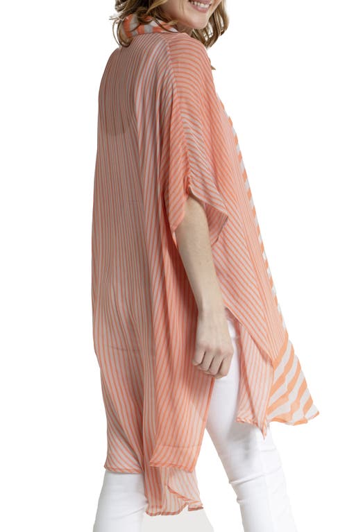 Saachi Sheer Oversize Stripe Cover-up Shirt In Orange