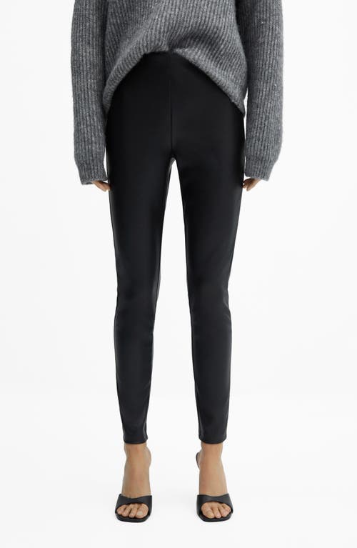 MANGO Faux Leather Leggings Black at Nordstrom,