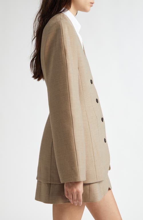 Shop Eenk Hourglass Oversize Sleeve Wool Blend Jacket In Beige