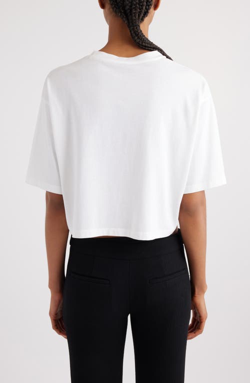 Shop Balmain Logo Crop Cotton Graphic T-shirt In Gab White/black