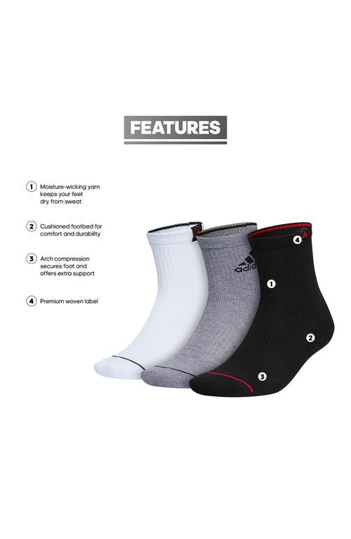 Shop Adidas Originals Adidas Assorted 3-pack Cushioned High Quarter Socks In Black/white/better Scarlet