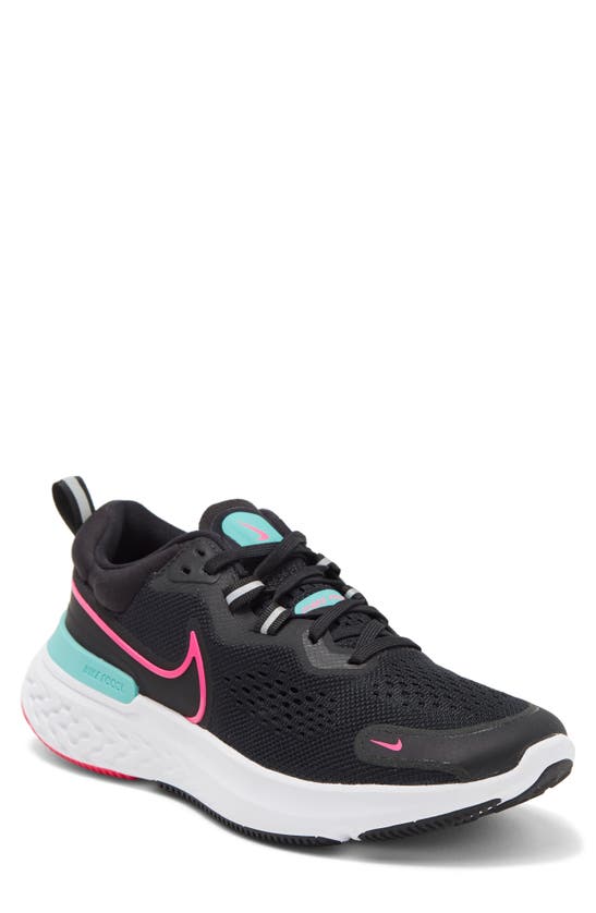 Nike React Miler 2 Running Shoe In Black/ Pink
