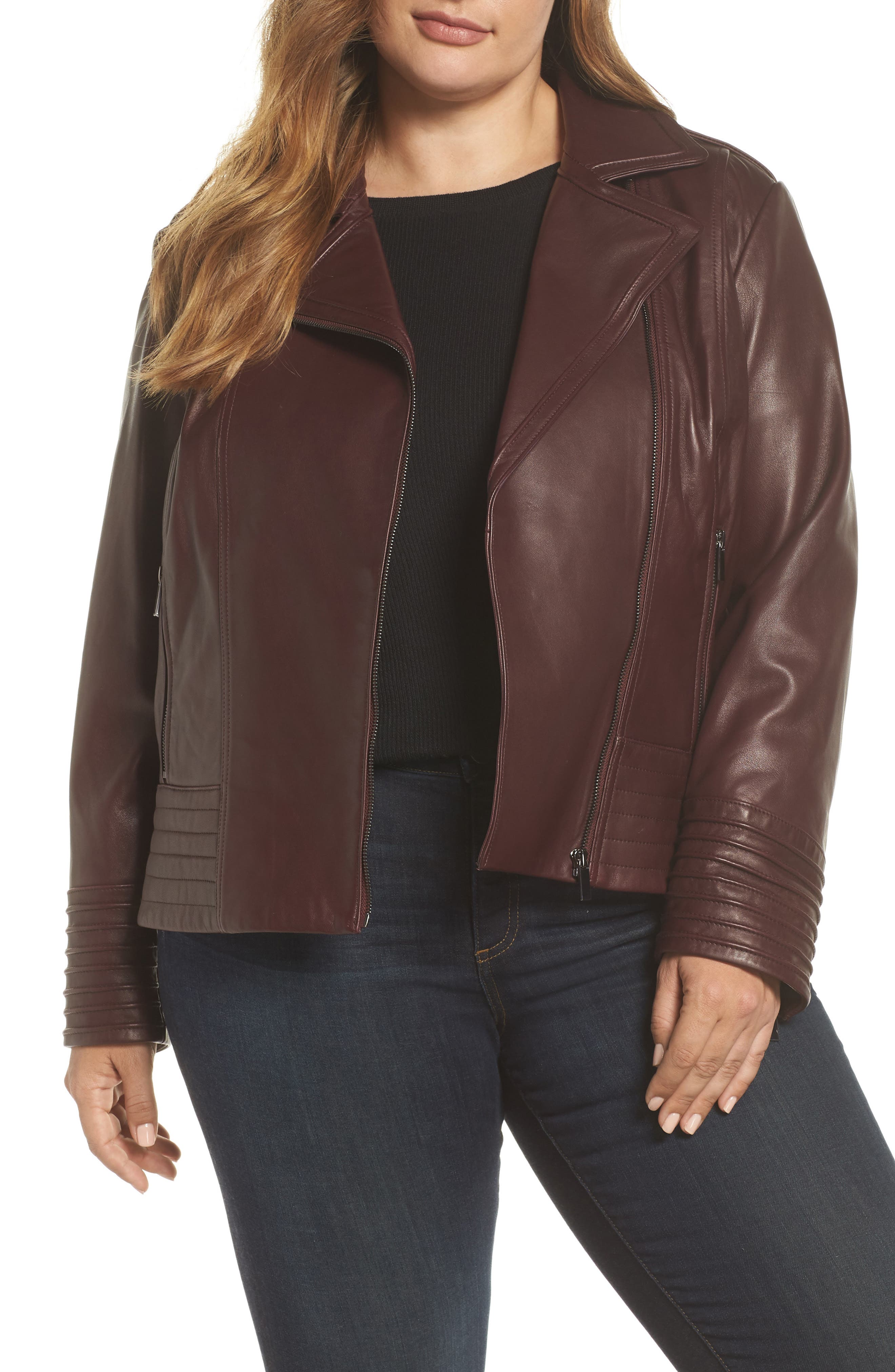 nordstrom plus size leather jacket