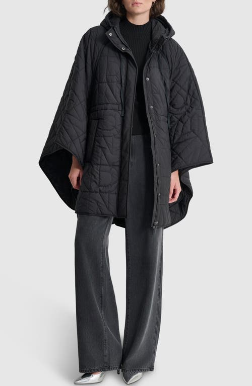 Shop Dkny Oversize Quilted Hooded Cape In Black