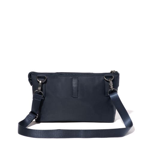 Shop Baggallini Pocket Belt Bag Convertible Crossbody Waist Pack In French Navy Twill