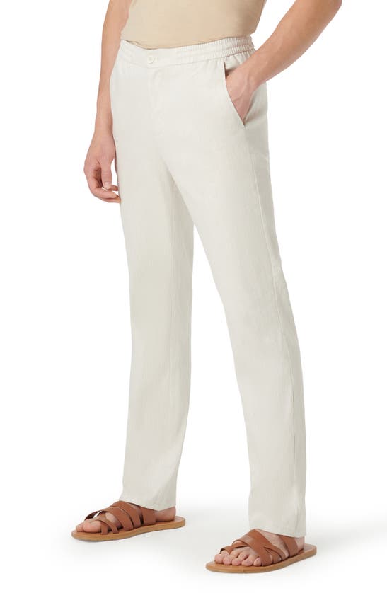 Shop Bugatchi Stretch Cotton & Linen Pants In Stone