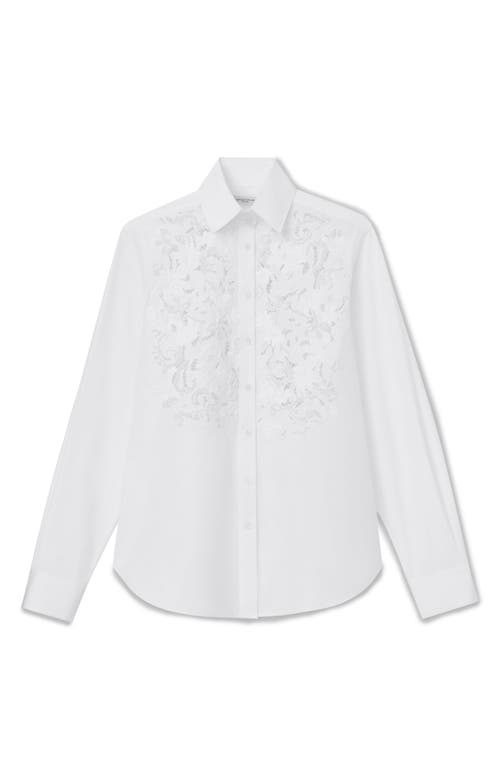 Lafayette 148 Embroidered Cotton Shirt In White