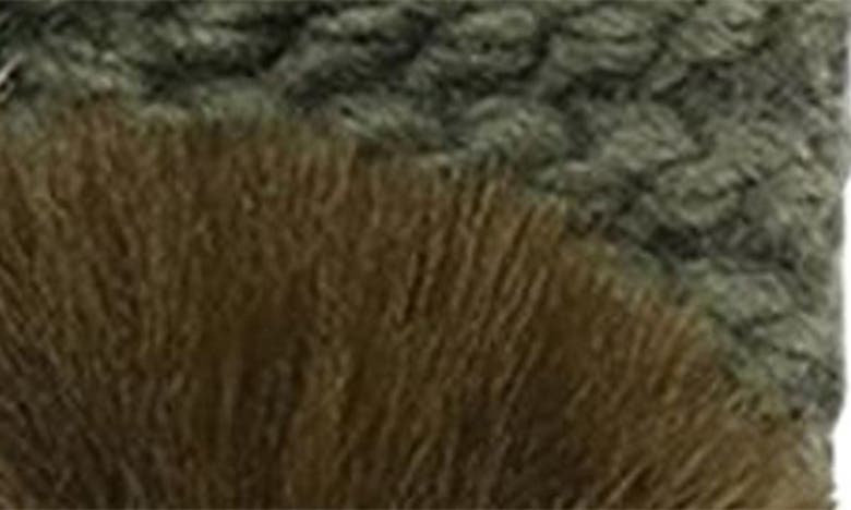 Memoi Faux Fur Pompom Faux Shearling Lined Slipper Socks In Moss Green