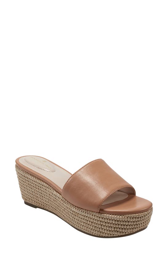 Bandolino Women's Kennie Open Toe Slip-on Platform Wedge Sandals Women's Shoes In Medium Natural