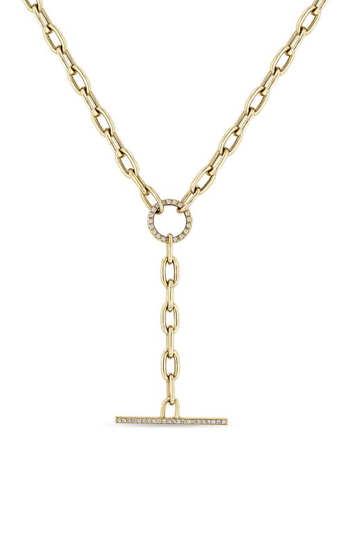 Zoë Chicco Medium Square Oval Chain with Pave Diamond Link Necklace in 14K Yellow Gold at Nordstrom, Size 18