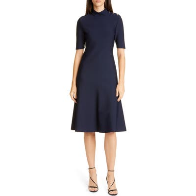 St. John Collection Sculpted Milano Knit Knee Length Dress, Blue