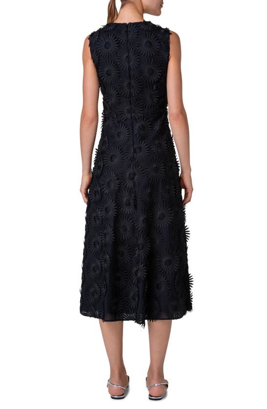 Shop Akris Punto Hello Sunshine Embroidered Floral Appliqué Cotton Midi Dress In Black