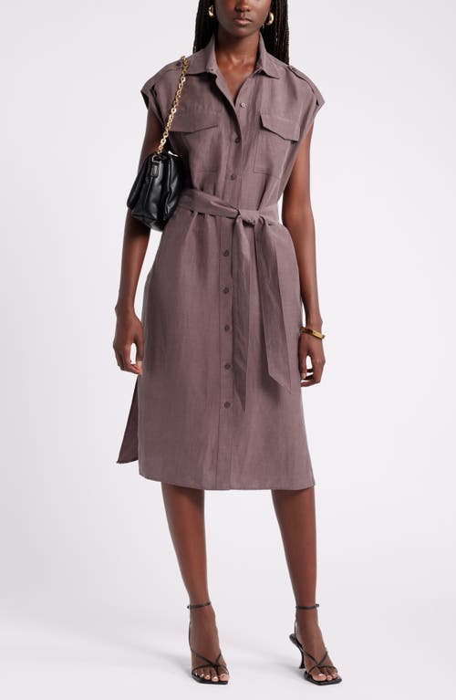 Shop Nordstrom Belted Utility Shirtdress In Grey Plum