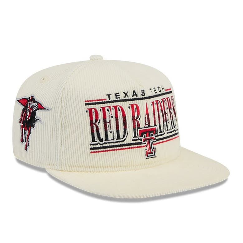New Era White Texas Tech Red Raiders Throwback Golfer Corduroy Snapback Hat In Neutral