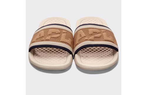 Apl Athletic Propulsion Labs Big Logo Techloom Slide Sandals In Alabaster/tan/navy