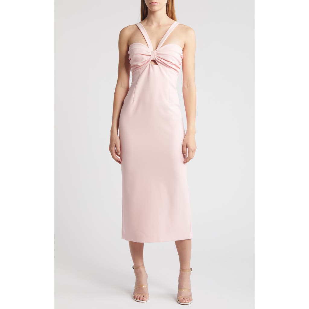 Likely Meena Ruched Keyhole Midi Dress In Rose Shadow
