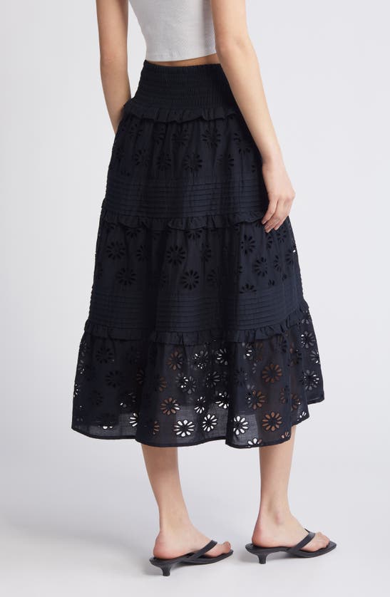 Shop Rails Gail Tiered Cotton Eyelet Skirt In Black