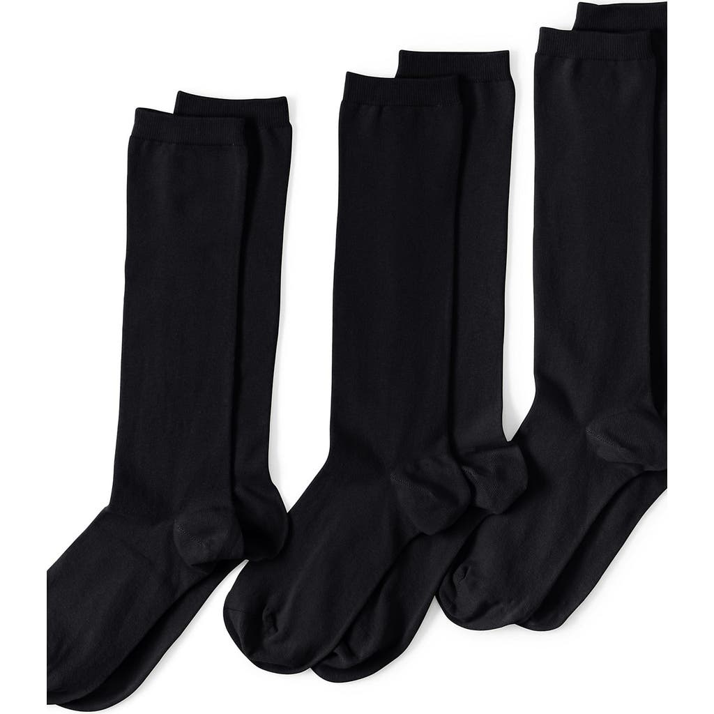 Lands' End 3-pack Seamless Toe Solid Trouser Socks In Black